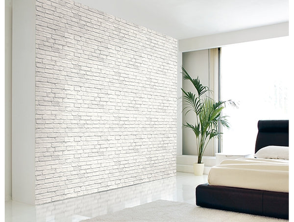 White Faux Brick Wallpaper