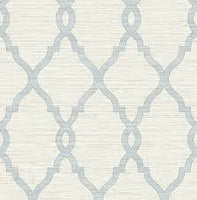 Teal and Cream Lattice on String wallpaper